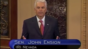 Ensign's final speech to Congress prior to resignation. Screenshot via Ensign's YouTube channel