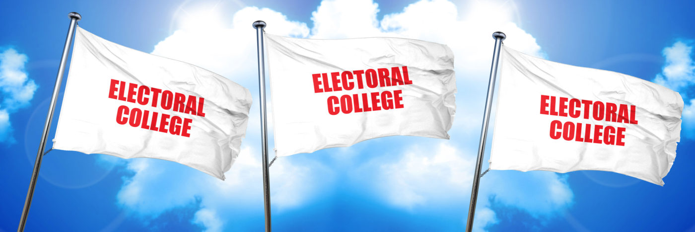 electoral college, 3D rendering, triple flags electoral college, 3D rendering, triple flags
