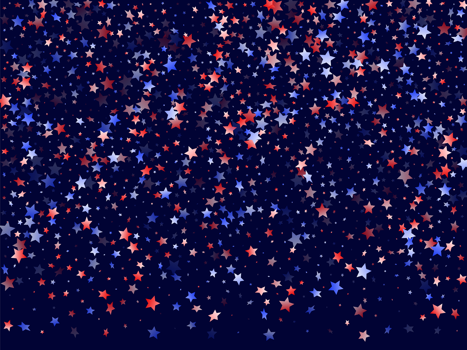 American Patriot Day stars background. Holiday confetti in USA flag colors for Patriot Day. Gradiental red blue white stars on dark American patriotic vector. 4th of July holiday stardust.