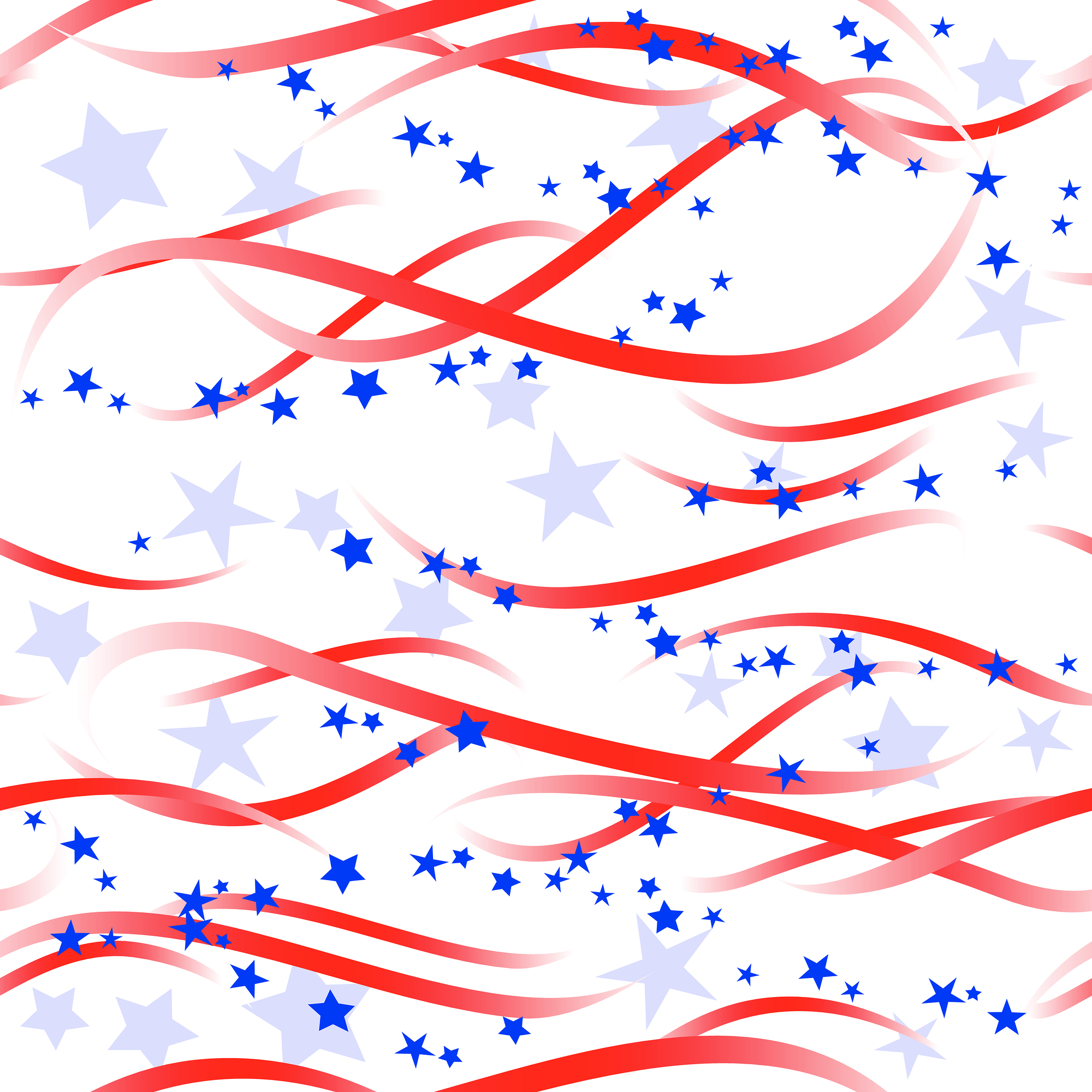 Patriotic vector swirls and stars seamless background