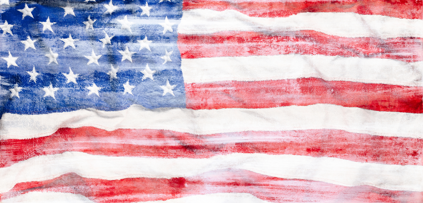 Rough painted US American flag  and USA abstract patriotism background or wallpaper