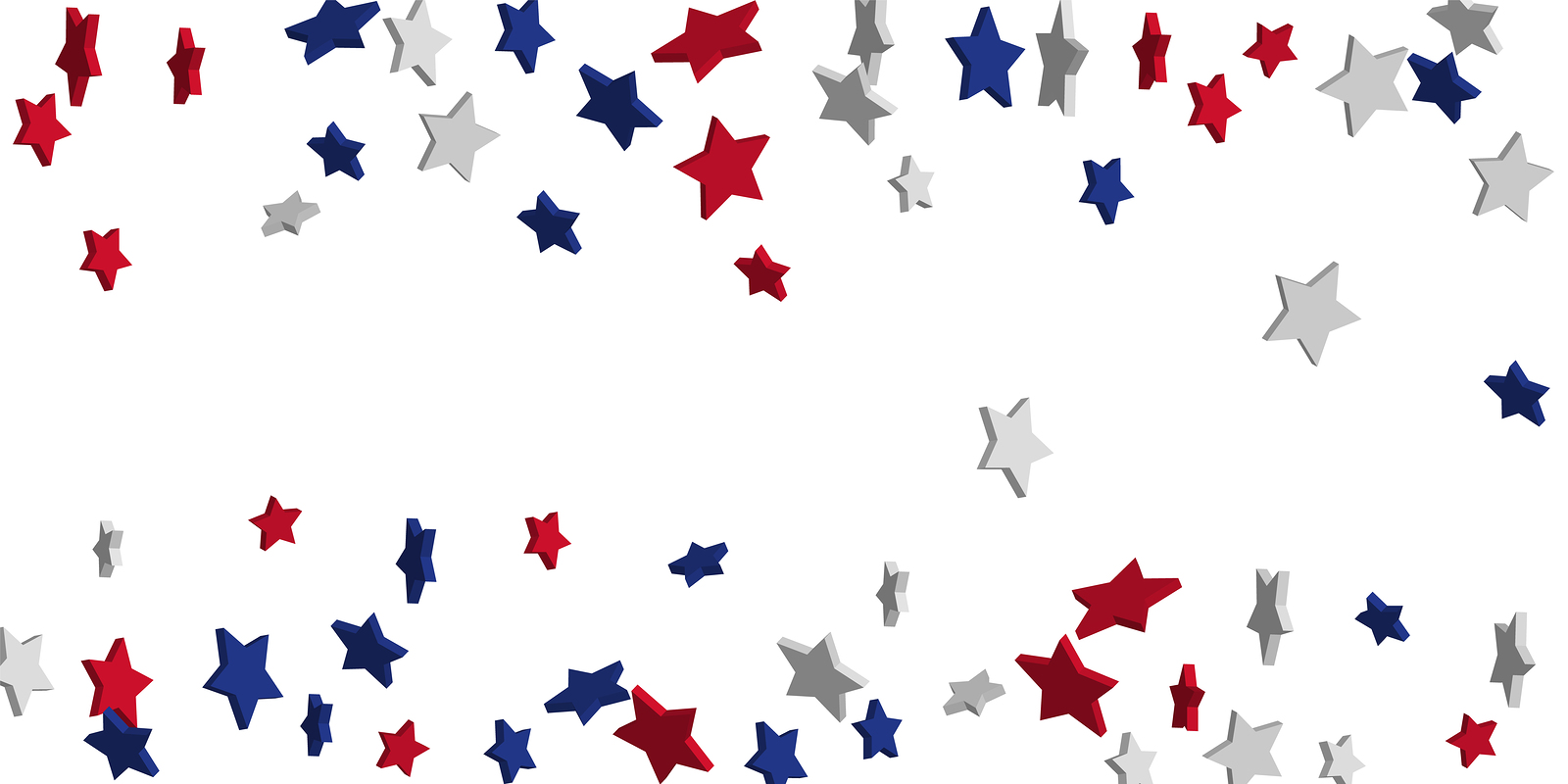 4th of July. Abstract background of falling red, blue, white stars in the colors of the United States, the patriotic stars of America confetti. USA banner background. Vector illustration